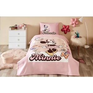 Tek Kişilik  Ranforce Nevresim Takımı Disney Minnie Garden Pembe 