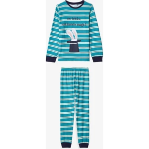 Kırık Beyaz Erkek Çocuk Magic Çizgili Pijama Takımı