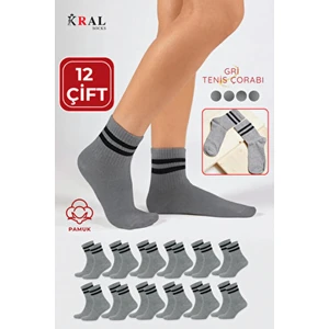 Lüx Kral Patik Çorap Yaz İçin Nefes Alabilir Pamuklu 12 Çift Çizgili Desen