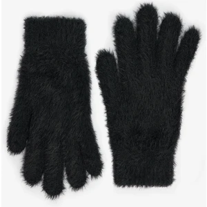 Siyah Flora Yumuşak Dokulu Eldiven