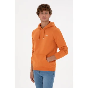 U.S. Polo Assn. Erkek Regular Fit Kapüşonlu Şardonlu Bakır Basic Sweatshirt 50315582-VR182