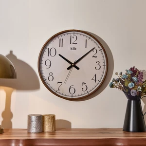 Simplex Ahşap Görünümlü Duvar Saati - Ceviz - 38 cm