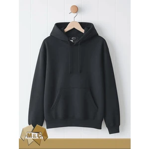 Erkek Kapşonlu Uzun Kollu Sweatshirt Mevsimlik 2 Ip Düz Cepli Büyük Beden Hodie