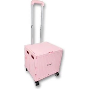 4 Tekerlekli, Pembe, 32L Standart Boy, Sabit Tutacaklı Alışveriş Arabası