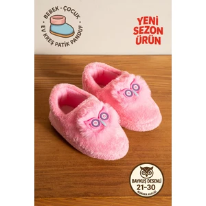 Kız Çocuk Panduf Ev Patiği Pamuk Astarlı Baykuş Figür Ev Kreş Ayakkabısı Sevimli Baykuş