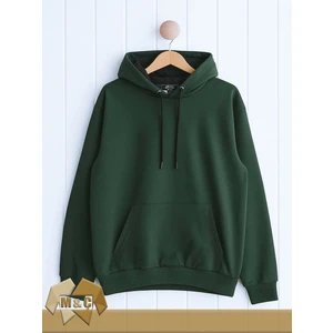 Erkek Kapşonlu Uzun Kollu Sweatshirt Mevsimlik 2 Ip Düz Cepli Büyük Beden Hodie