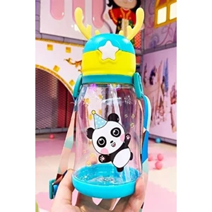 Kitchen Beauty BPA İçermez Geyikli Çocuk Suluğu 500 ml Damlatmaz Taşıma Pipetli Plastik Matara