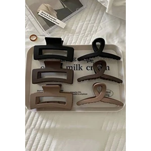 C&E Design Kadın 6'lı Kahverengi ve Siyah Mandal Toka Seti Şık Tasarım ve Kullanışlı Özellikler