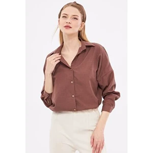 Kadın Koyu Kahve Oversize Uzun Basic Gömlek ARM-22Y001118