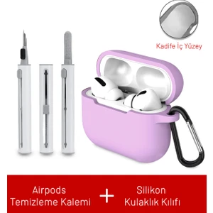 Airpods Pro 3. Nesil Uyumlu Içi Kadife Askı Aparatlı Darbelere Dayanıklı Silikon Kılıf ve Elektronik Temizleme Kalemi