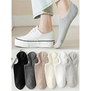 6 Çift Kadın Şık Çizgili Rahat Sneaker Çorap