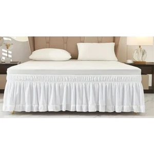 Baza Fırfırı Baza Eteği Ucu Fırfırlı Pamuk Çift Kişilik Beyaz