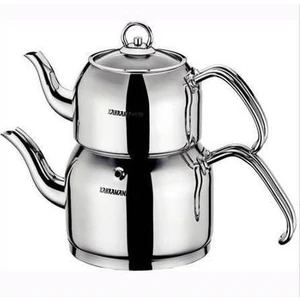 Enza Mini Boy Çelik Çaydanlık Takımı-Platin