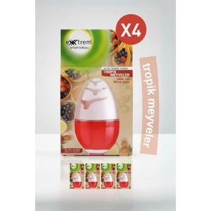 4'lü Tropik Meyveler Küre Oda Kokusu 60 Gün Taze Egzotik Meyve Ferah Koku, Dekoratif Küre 100 ml