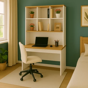 Yeni Nesil Genç Odası Çalışma Masası | Mdf | Ergonomik Tasarım | Kitaplıklı ve Kapaklı Model