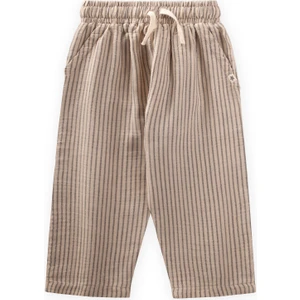 Müslin Pantolon 1-10 Yaş Bej İnce Çizgili