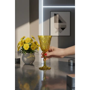 Gloria El Kesmesi Renkli Kadeh 270 cc - Kristal Işıltılı Lüks Sunum Bardağı