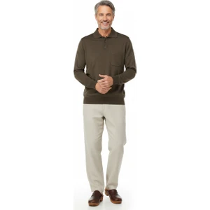 Erkek Kazak Premium Yün Tarzı Klasik Polo Yaka Düğmeli Cepli Rahat Tam Kalıp