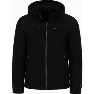 Erkek Siyah Dar Kesim Kapüşonlu Süet Mont