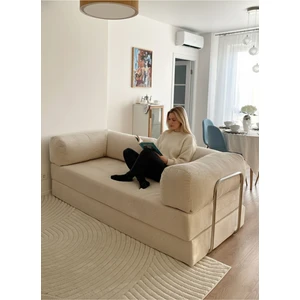 100X200 Kanepe - Fitilli Kadife Yıkanır Silinir Pratik Yer Yatağı 50 Dns Bondex Bej Renk