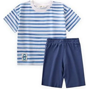 Çizgili Basic Kapri Takım 1-8 Yaş Ekru