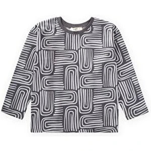 Uzun Kollu Desenli T-Shırt 3-12 Yaş Antrasit