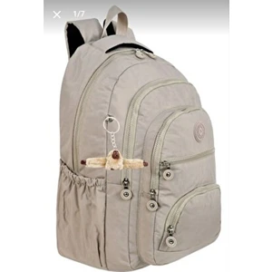 Lüx Krinkıl Kumaş Lise ve Ortaokul Sırt Çantası Maymun Anahtarlık