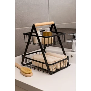 2 Katlı Siyah Otel Tipipaslanmaz Banyo Düzenleyici Mutfak Çok Kullanımlı Organizer Mutfak Rafı