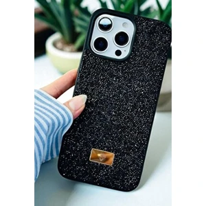 KVK Privacy Elmas Tasarımlı Siyah Taşlı Silikon Kılıf - iPhone 13 Pro Max Uyumlu, Işıltılı Özellikler