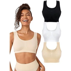 3'lü Kadın Kalın Askılı Pedsiz Esnek Büstiyer