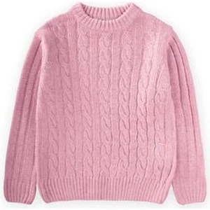 Saç Örgülü Kazak 1-8 Yaş Pudra Pembe