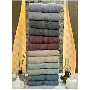 CS İlkim El Yüz Havlu Seti Pamuk 50x90 cm 12'li Jakarlı Desenli Renkli Set