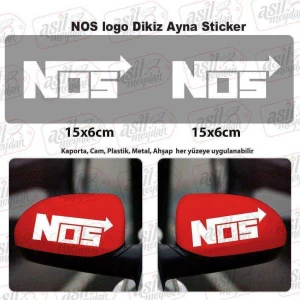 2 Adet Nos Logo Dikiz Ayna Beyaz Sticker, Araba Etiket, Tuning, Aksesuar, Modifiye, Arma,