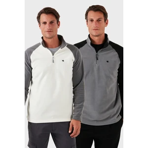 Slim Fit Yarım Fermuarlı Soğuk Geçirmez Şardonlu 2'li Paket Polar Erkek POLAR 5906055S2