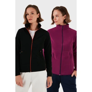 Slim Fit Anti-Pilling Tüylenme Yapmayan Fermuarlı 2'li Paket Polar Hırka Bayan Hırka 5907012S2