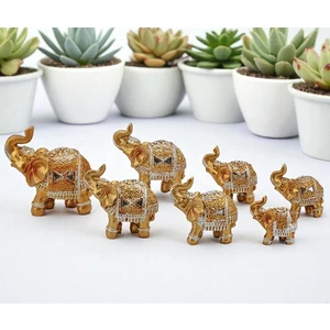 Lüks Motif Işlemeli Feng Shui 7’li Şans Bereket Fil Heykeli Biblo Seti Ev Ofis Yeni Yıl Hediyesi 1