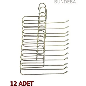 Paslanmaz Çelik 12 Adet Tekli Metal Pantolon Askısı