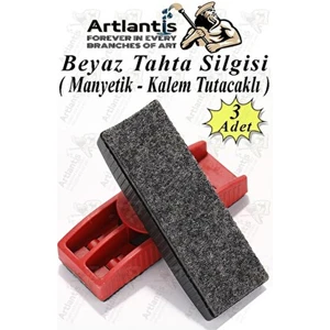 Yazı Tahta Silgisi Plastik Mıknatıslı 3 Adet Beyaz Yazı Tahtası Silgisi Manyetik Kaliteli Keçe Uçlu