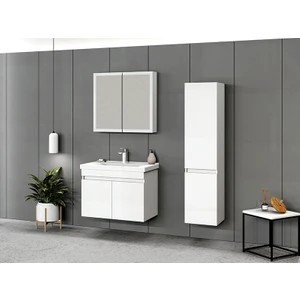 Pierre Cardin Biani Dikili 65CM Beyaz Banyo Dolabı (Ayna,lavabo,alt Dolap)