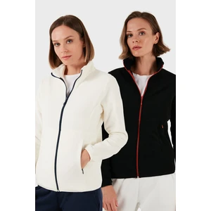 Slim Fit Anti-Pilling Tüylenme Yapmayan Fermuarlı 2'li Paket Polar Hırka Bayan Hırka 5907012S2