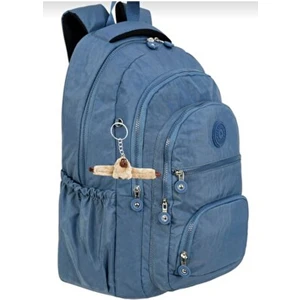 2'li Set Lüx Krinkıl Kumaş Lise ve Ortaokul Sırt Çantası Maymun Anahtarlık Hediyeli