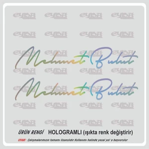 Size Özel Isim Imzası Hologram 2 Adet Ad Soyad Imza ETIKET-20X4 cm Siyah - Mesaj Atıınız-