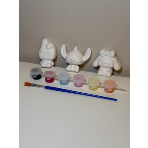 Çocuklar Için 3D Taş Boyama Seti-Eğitici Yaratıcı Sanat Kitleri-3 Minyatür Figür, 6 Renk Boya, Fırça