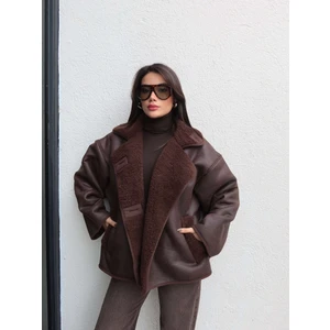 Kahve Düğmeli Süet Ceket