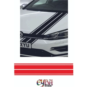 120X15CM -Çift Şerit Araba Kaput Sticker - Oto Sticker -