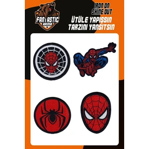Ütü ile Yapışan Dokuma Arma Patch Yama, Spider Arma Seti, Örümcek Desenli Adam Man Patch 4'lü