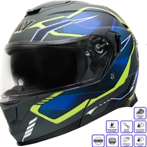 Gp My Helmet MKS002-EGBY Güneş Vizörlü Şeffaf Çene Açılır Motosiklet Kaskı M