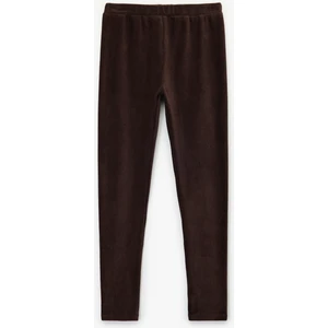 Beli Lastikli Yüksek Bel Basic Kadife Tayt