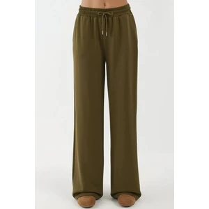 Kadın Modal Touch Geniş Paça Eşofman Altı Haki Yeşil