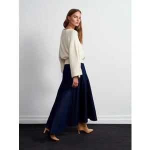 80590 Pileli Uzun Kot Etek-Lacivert